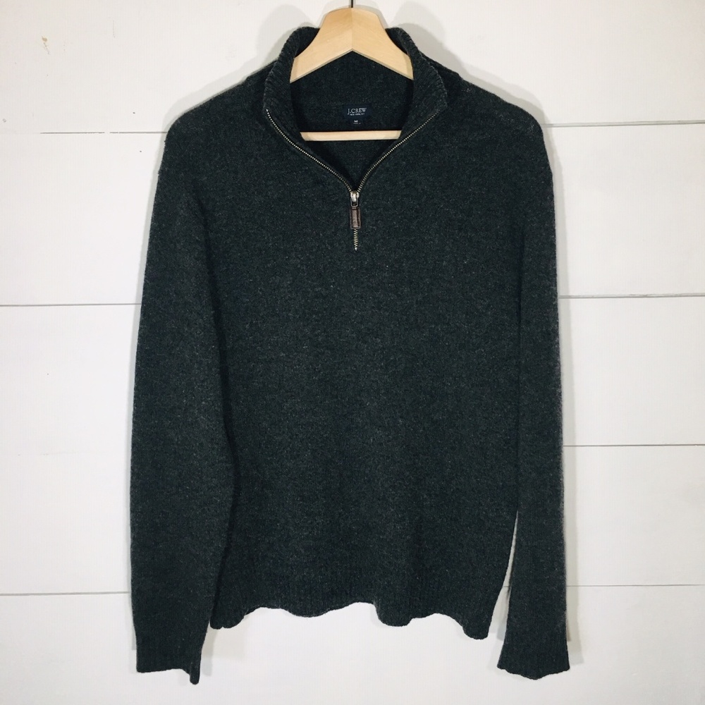 J. CREW 1/4 Zip Lambs Wool Pullover Sweater MEDIUM - Picture 1 of 4